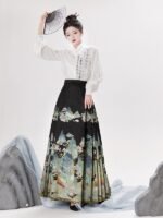 Women’s Clothing Modern Hanfu Shirt Horse Face Skirt