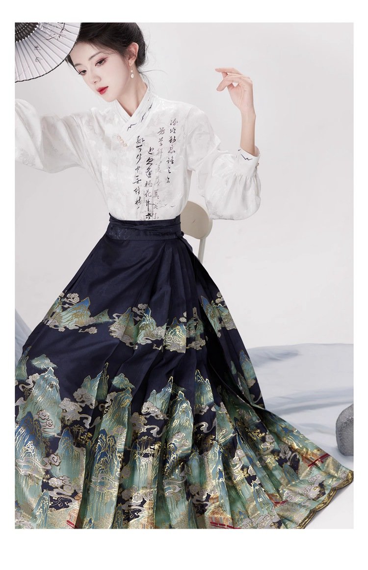 Women's Clothing Modern Hanfu Shirt Horse Face Skirt