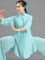 Women’s Tai Chi Clothing Ice Silk Cotton Training Suit - Image 4