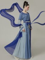 Ancient Chinese Traditional Dress Blue Dancing Hanfu - Image 2