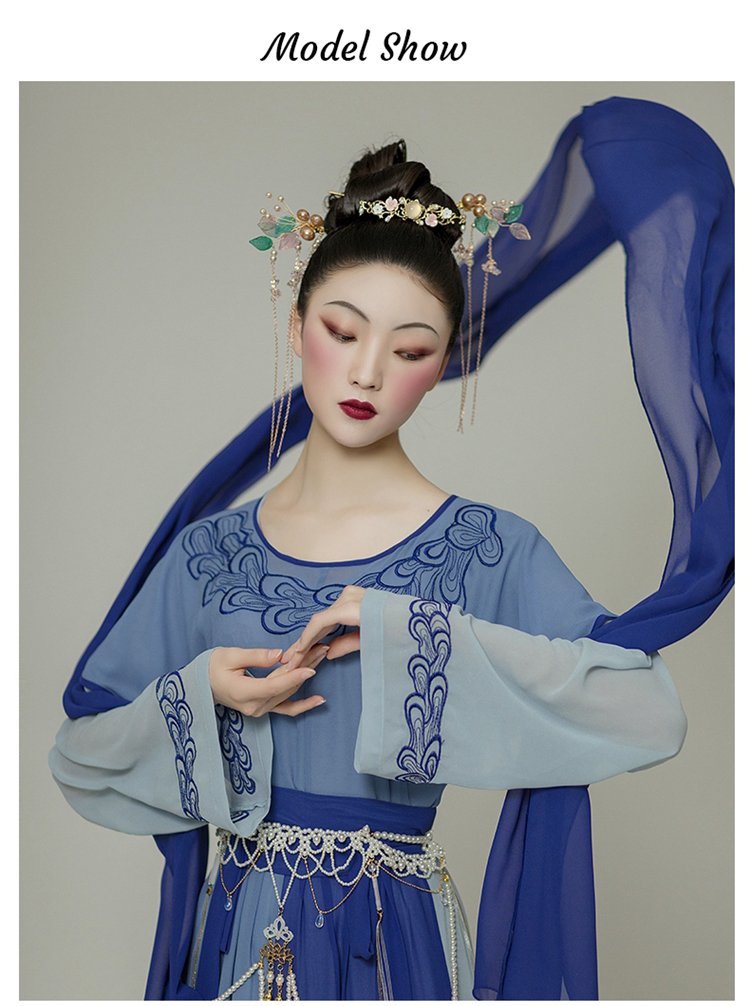 Ancient Chinese Traditional Dress Blue Hanfu