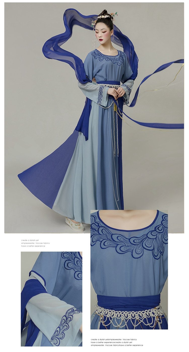 Ancient Chinese Traditional Dress Blue Hanfu