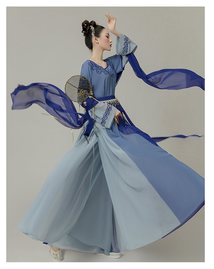 Ancient Chinese Traditional Dress Blue Hanfu