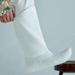 Ancient Chinese White Canvas Boots for Men – Flat Sole Hanfu Footwear for Festivals & Cosplay