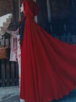 Ancient Style Hooded Cloak Full Length Red