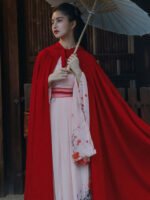 Ancient Style Hooded Cloak Full Length Red - Image 2