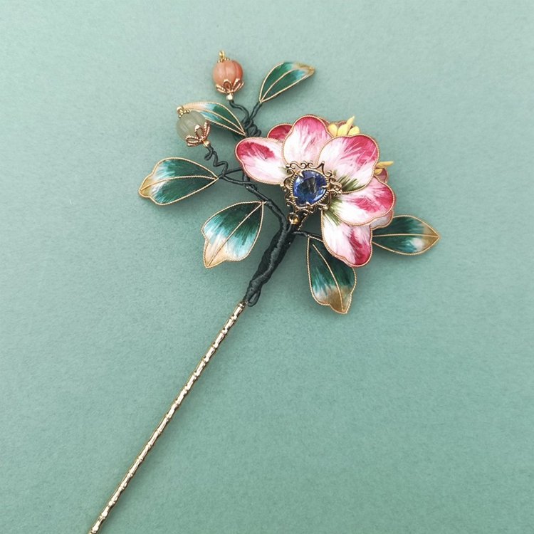 Antique Style Silk Flower Hairpin
