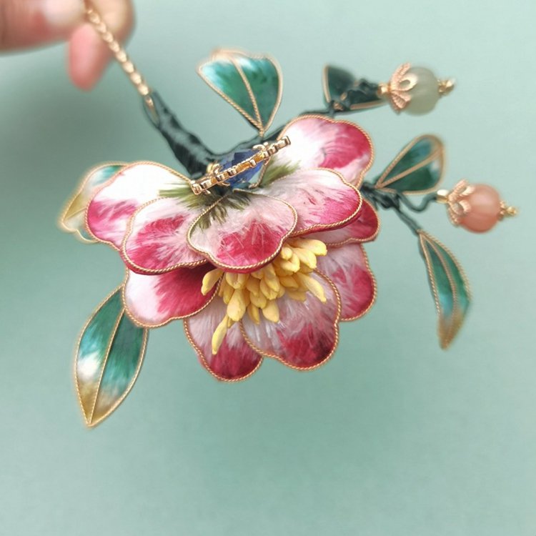Antique Style Silk Flower Hairpin