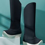 Black Hanfu Boots for Men Thick-Soled Canvas Tall Boots