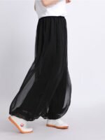 Flowy Meditation Pants for Women – Lightweight Summer Wide Leg Pants - Image 2