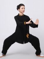 Zen Embroidered Tai Chi Outfit for Women – Flowing Martial Arts Set - Image 6
