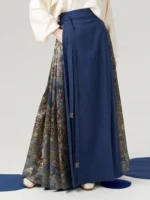 Blue Brocade Ma Mian Skirt Ming Dynasty Horse-Face Skirt - Image 2