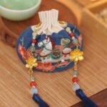 Chinese Embroidered Hanging Pouch with Tassel – Traditional Aesthetic Gift Accessory - Image 7