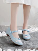 Embroidered Mary Jane Pumps | Chinese Qipao Floral Shoes - Image 4