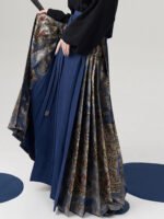 Blue Brocade Ma Mian Skirt Ming Dynasty Horse-Face Skirt - Image 4