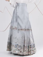 Blue Landscape Ma Mian Skirt Fairyland Brocade Hanfu Skirt