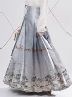 Blue Landscape Ma Mian Skirt Fairyland Brocade Hanfu Skirt - Image 2