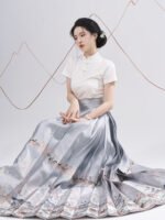 Blue Landscape Ma Mian Skirt Fairyland Brocade Hanfu Skirt - Image 4
