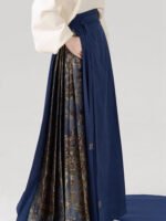 Blue Brocade Ma Mian Skirt Ming Dynasty Horse-Face Skirt - Image 3