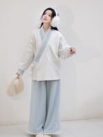 Winter Hanfu Lounge Set Jin-Style Jacket and Wide-Leg Pants - Image 4