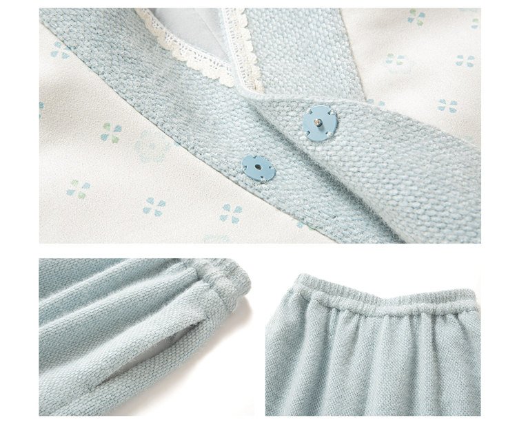 Close-up of chenille trim and printed cotton pattern