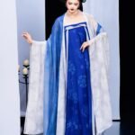 Blue Tang Style Hanfu Dress With Wide Sleeves