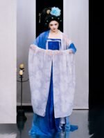 Blue Tang Style Hanfu Dress With Wide Sleeves - Image 4