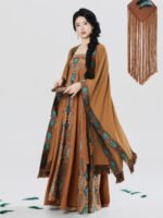 Boho Ethnic Dress Set Women – Printed Maxi Dress with Shawl Vacation Outfit - Image 4