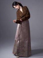 Ming Style Brocade Mamian Skirt Hanfu Set for Women - Image 3