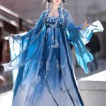 Butterfly Embroidered Blue Hanfu Dress Set Fairy-Style Outfit