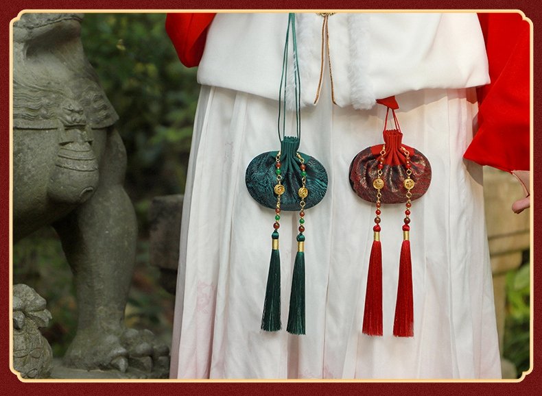 Display of chinese brocade sachet gift set