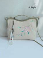 Chinese Cheongsam Embroidered Floral Handbag Portable Crossbody Bag - Image 3