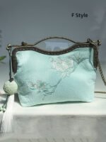 Chinese Cheongsam Embroidered Floral Handbag Portable Crossbody Bag - Image 6