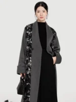 Chinese Embroidered Wool Coat for Women – Elegant New Chinese Winter Outerwear