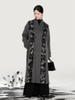 Chinese Embroidered Wool Coat for Women – Elegant New Chinese Winter Outerwear - Image 2
