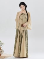 Chinese Fashion Clothes Chiffon Shawl Strap Top & Pleated Skirt Set - Image 2