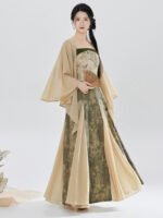 Chinese Fashion Clothes Chiffon Shawl Strap Top & Pleated Skirt Set - Image 4