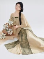 Chinese Fashion Clothes Chiffon Shawl Strap Top & Pleated Skirt Set - Image 6