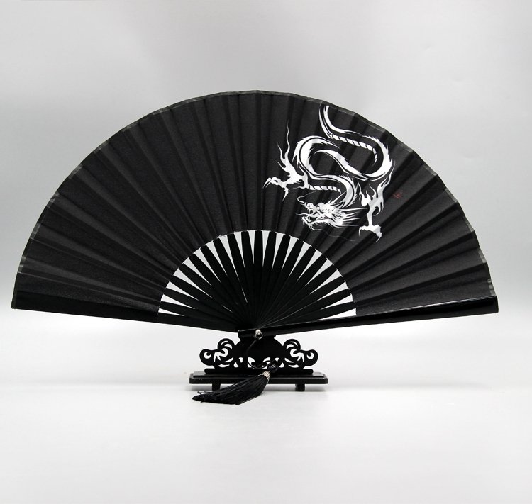 Chinese Folding Fan Black Dragon Fan
