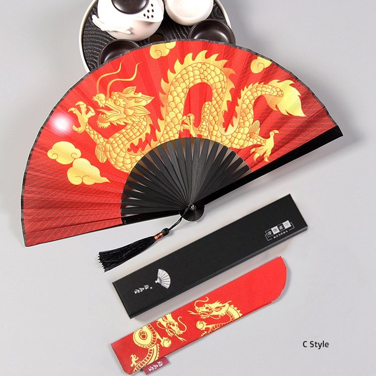 Chinese Folding Fan Black Dragon Fan