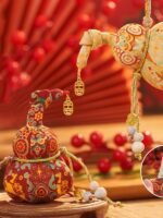 Chinese Gourd Sachet Hanging Ornament – Embroidered Refillable Festival Gift