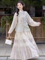 Ming Dynasty Dress Cotton Short Shirt with Horse Face Skirt