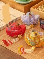 Chinese Ingot Sachet – Embroidered Prosperity Hanging Charm