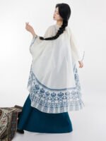 Chinese Modern Clothes Blue Printed Shawl Strap Dress Set (2-Piece) - Image 6
