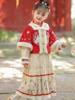 Chinese New Year Dress Girl Velvet Thickened Tang Suit