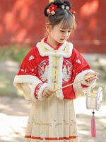 Chinese New Year Dress Girl Velvet Thickened Tang Suit - Image 3