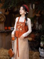 Winter Chinese Outfit for Women | Wool Short Coat and Skirt Hanfu Set - Image 3