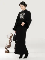 Chinese Patterned Winter Coat for Women – Elegant Daily Oriental Outerwear - Image 2