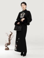 Chinese Patterned Winter Coat for Women – Elegant Daily Oriental Outerwear - Image 3