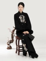Chinese Patterned Winter Coat for Women – Elegant Daily Oriental Outerwear - Image 5
